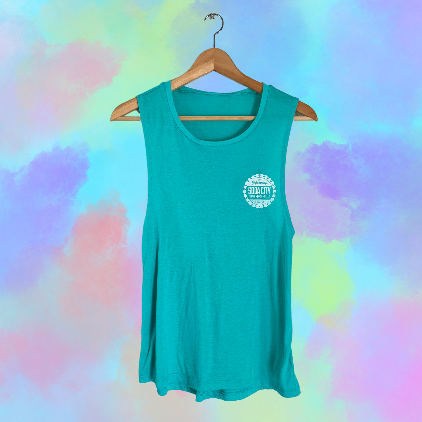 Soda City Market Women's Teal Pocket Logo Tank