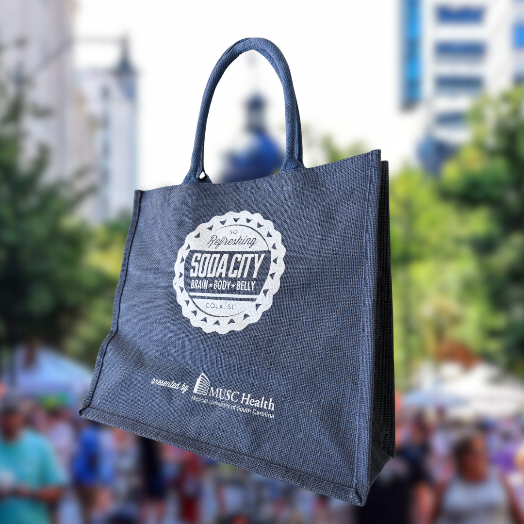 Soda City Market Blue Jute Tote