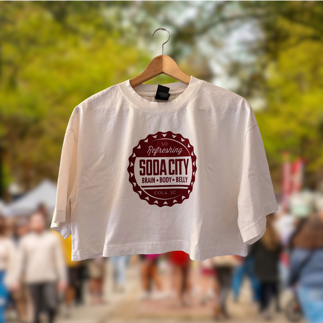Soda City Market Women's Vintage White Cropped Shirt